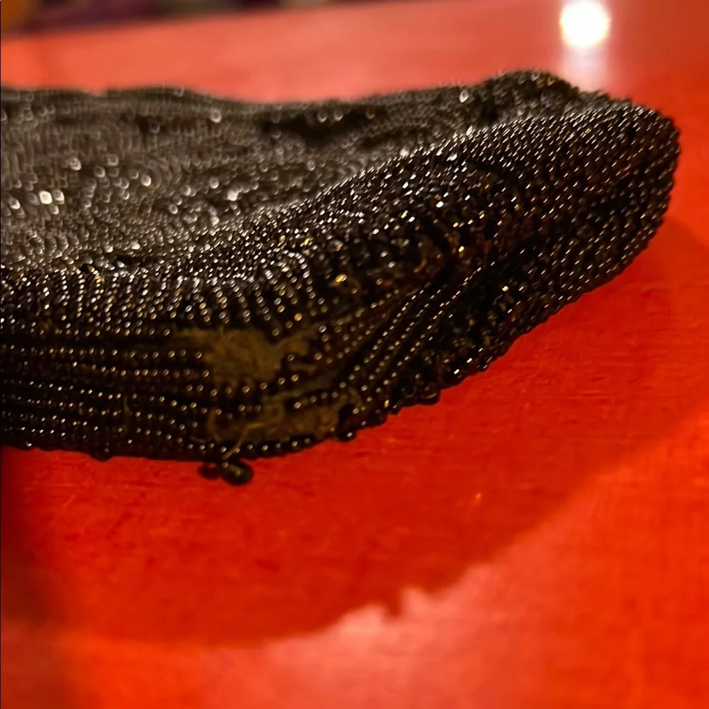 Vintage Walborg Black Beaded Clutch Hand Made in Belgium Evening Purse